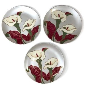 Fitz and Floyd Calla Lily Porcelain Plates 7.5” Lot of 3